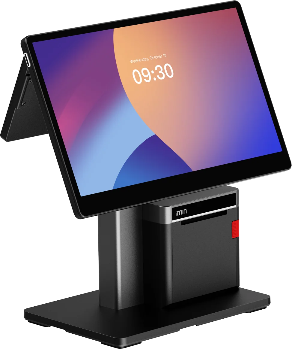 IMIN SWAN 2 (PRINTER) ANDROID 13 8-CORE, 2.0GHZ 15.6"FHD+10.1"HD WIFI6 BT NFC 58MM PRINTER GMS 4GB+64GB BLACK