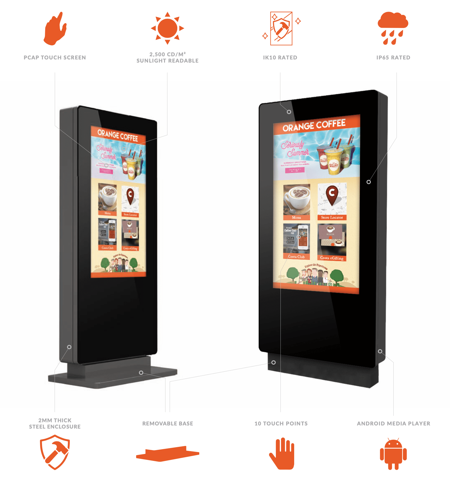43" FREESTANDING PCAP OUTDOOR TOUCH SCREEN POSTER