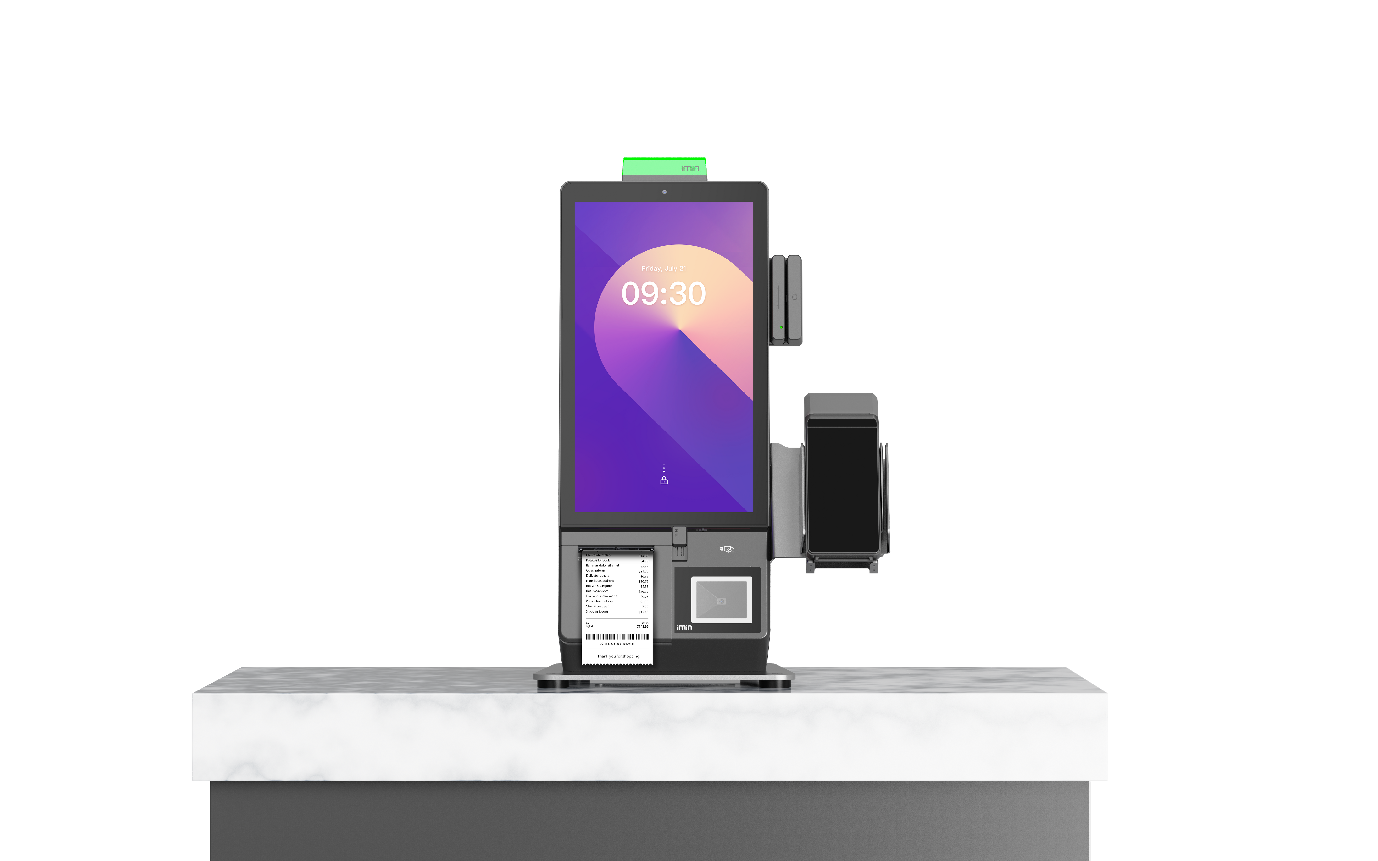 IMIN  HERON 1 MINI (RETAIL EDITION)  ANDROID 15  8-CORE, 2.0GHZ  15.6"  WIFI 6  BT  NFC  80MM PRINTER  SINGLE CAMERA  RETAIL SCANNER  GMS  BLACK  4GB+64GB