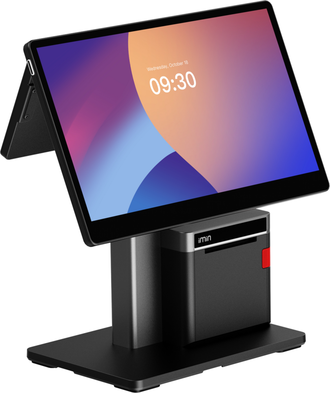 IMIN  SWAN 2 PRO (PRINTER)  ANDROID 15  8-CORE, 2.0GHZ  CORE BOARD  15.6"FHD+10.1"HD  WIFI6  BT  NFC  80MM PRINTER  GMS  4GB+64GB  BLACK